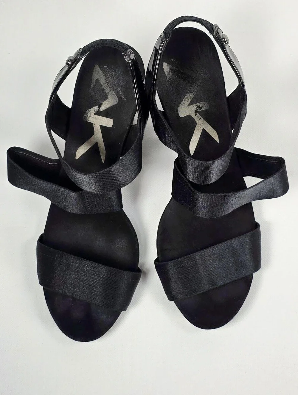 Anne Klein Sport Size 7.5 Black Strappy Wedge Sandals - Women